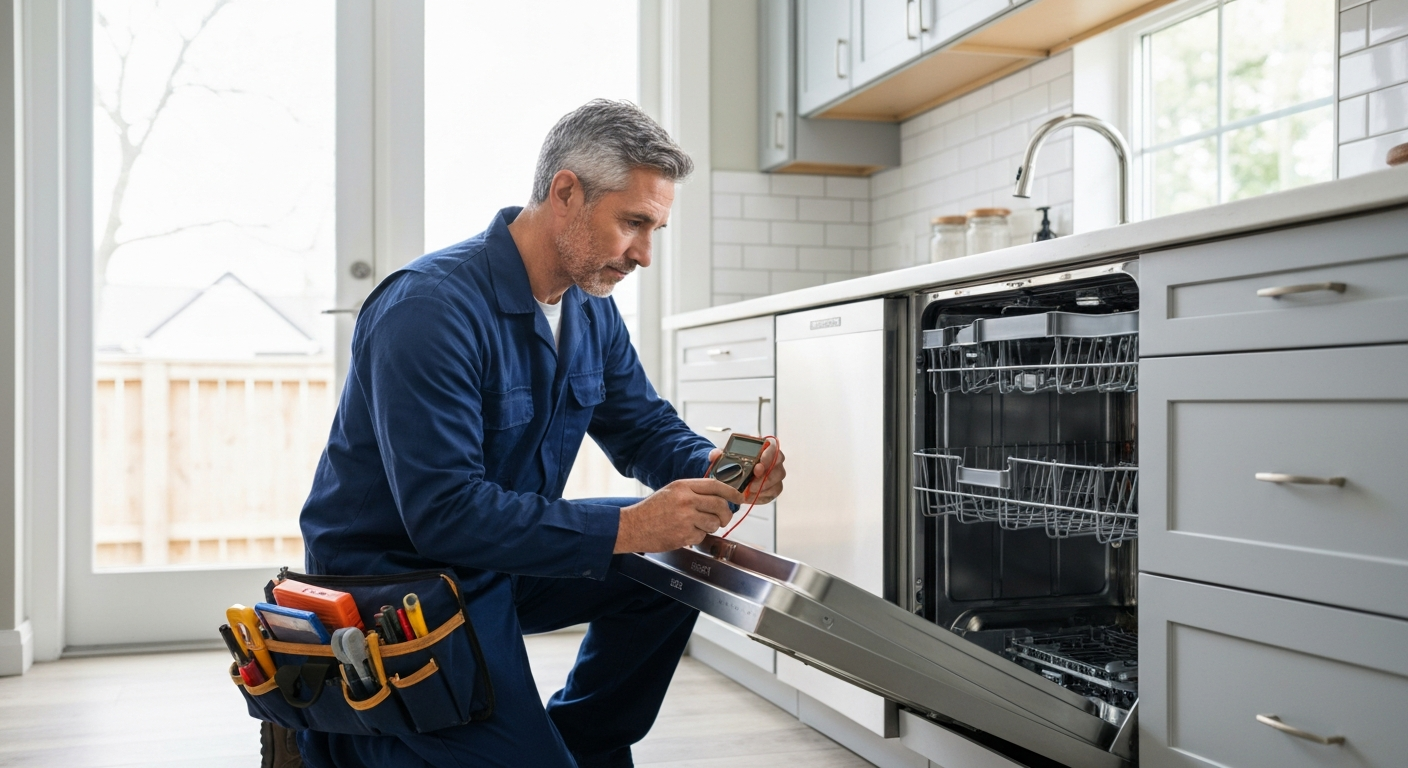 Certified dishwasher repair technician servicing Edmonton