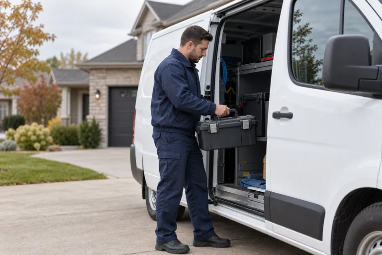 Appliance service van prepared for an on-site visit